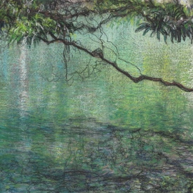 Blue Lake 12  conte pastel on paper 40cm x 20cm 2014