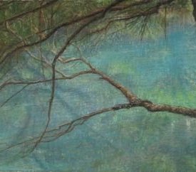 Blue Lake 18 conte on paper 65cm x 25cm  2016