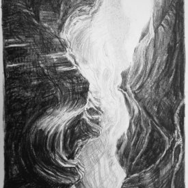 detail  The Cathedral Grand Canyon triptych carbon pencil on cotton paper 55x30cm  2013