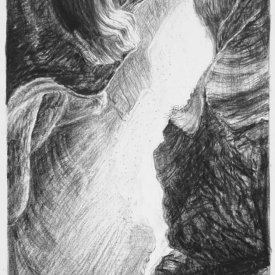 centre  The Cathedral Grand Canyon triptych carbon pencil on cotton paper 55x30cm  2013