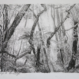 Homage to Hirosige Cathedral of Ferns 11  carbon pencil on cotton paper 29cm x 19cm  2013