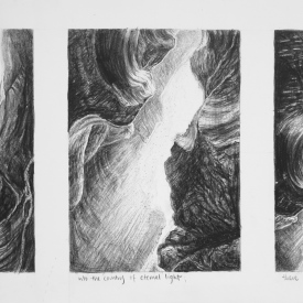 The Cathedral Grand Canyon triptych carbon pencil on cotton paper 55x30cm  2013