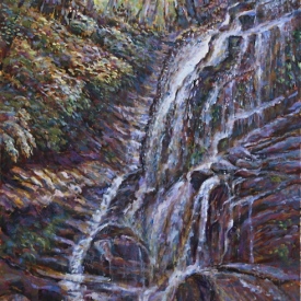 Silvia Falls, Valley of the Waters triptych oil on canvas  50cm x 100cm 2009