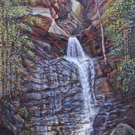 Empress Falls, Valley of the Waters triptych oil on canvas  50cm x 100cm 2009