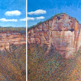 Burra Moko Head, Grose Gorge 2  diptych  oil on canvas 180cm x 76cm 2008