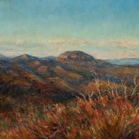 Mt Hay Dusk oil on board 44cm x 25cm  2009