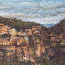 Mt Solitary Walls  conte pastel on paper  50cm x 37cm  2005