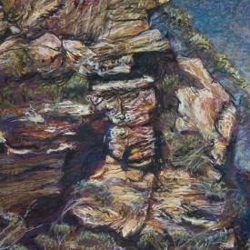 'Leura Escarpment' conte on paper 22x32cm 2005 sold