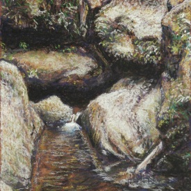 'Grand Canyon Creek' conte on paper 12x21cm 2007
