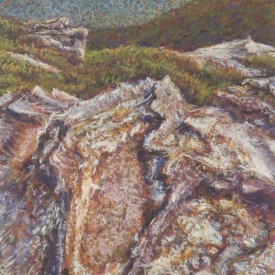 Mt Banks ironstone 2 conte on paper 10x15cm 2007 sold