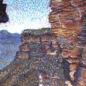 'Veiw from Hanging Rock' pastel on paper 35x60cm 2006 sold