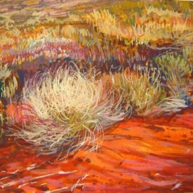 Spinifex ,Uluru  gouache on paper 20cm x 13cm  2010