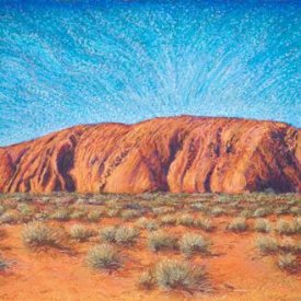 Uluru at Midday pastel on paper 75x55cm 2006 commission Burwood